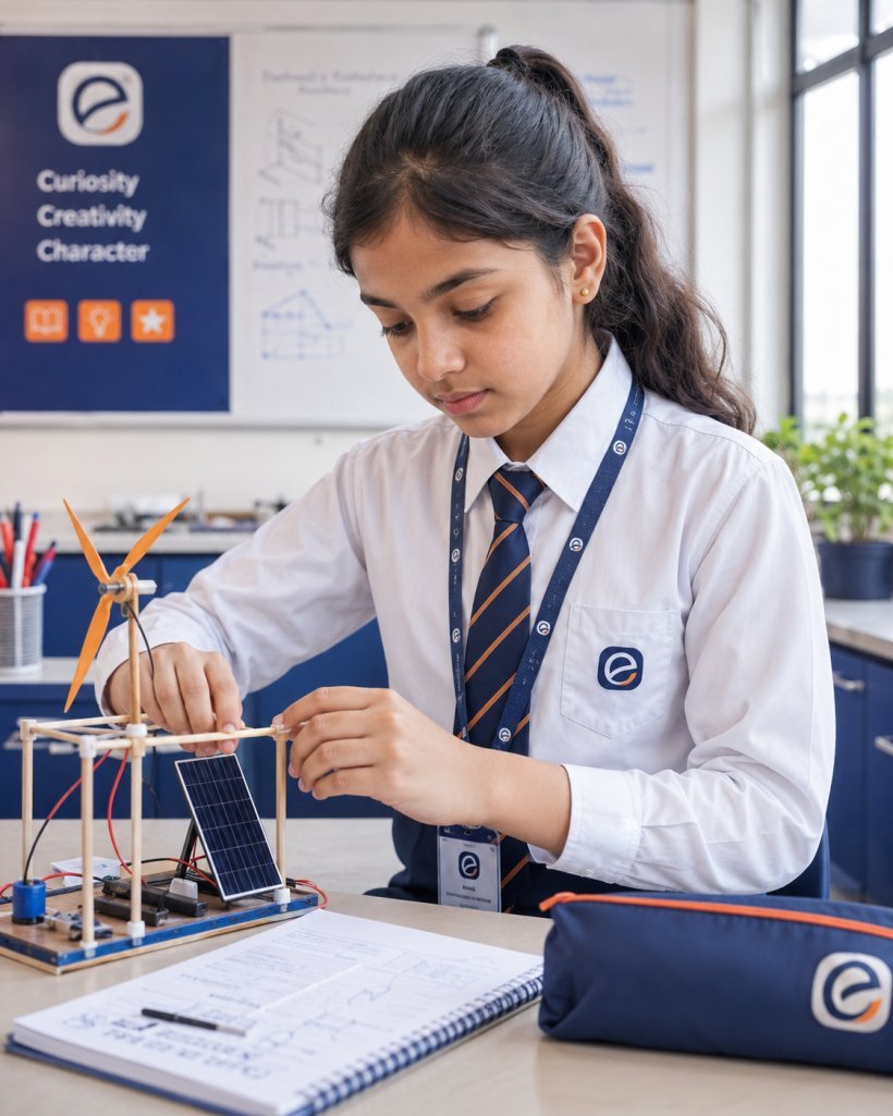 Experia Gurukul student building a solar project